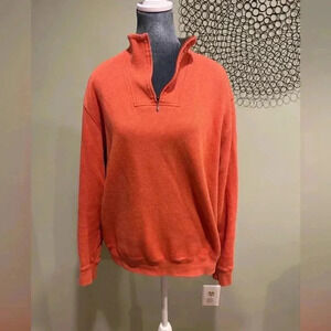 Kirkland Signature 1/4 zip 100% Cotton Orange Top - Size Large